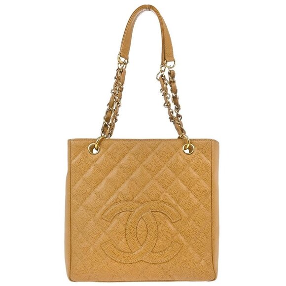 Chanel Beige Calfskin Petite Shopping Tote PST Chain Handbag 194379 - Picture 1 of 10